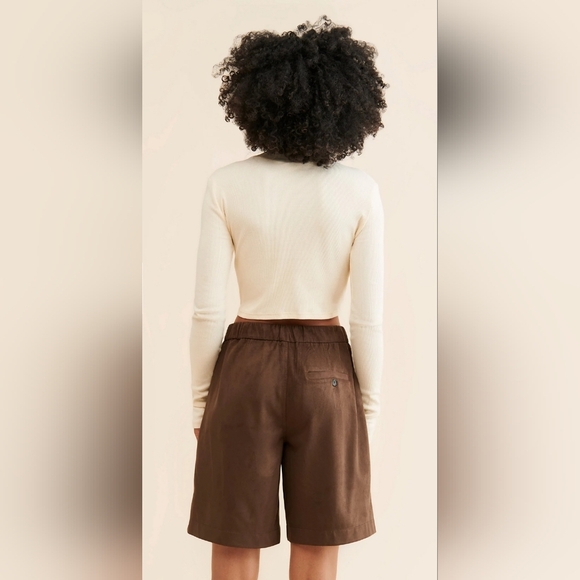 Free People We The Free Straight On Suede Shorts Chestnut - Picture 4 of 9
